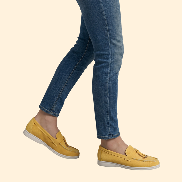 Women’s Suede Loafers with Metallic Tassel Detail