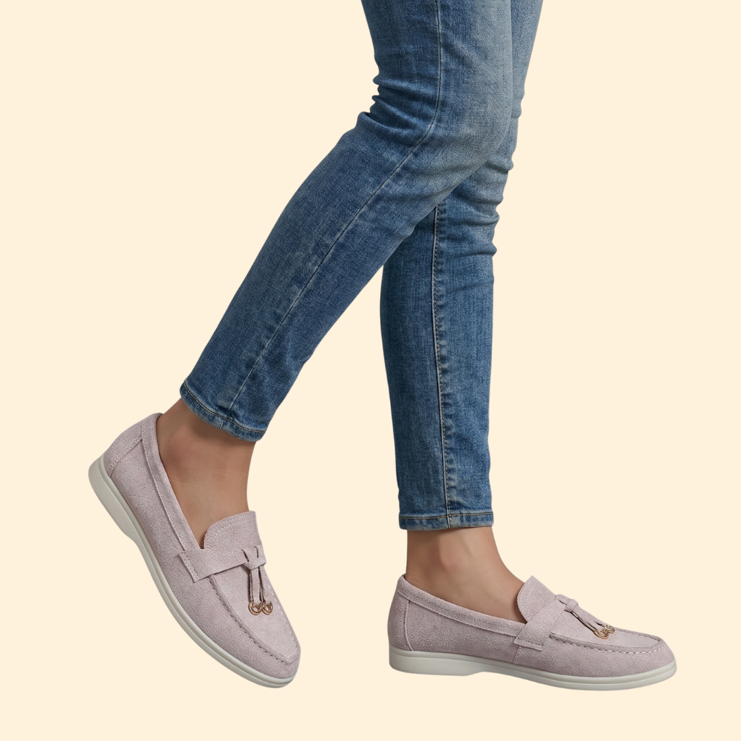 Women’s Suede Loafers with Metallic Tassel Detail