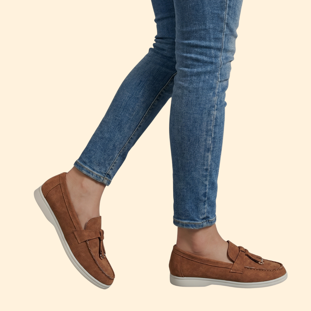 Women’s Suede Loafers with Metallic Tassel Detail