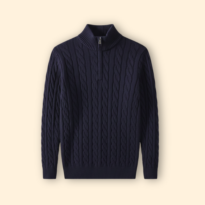 Men's Cable Knit Quarter Zip Sweater