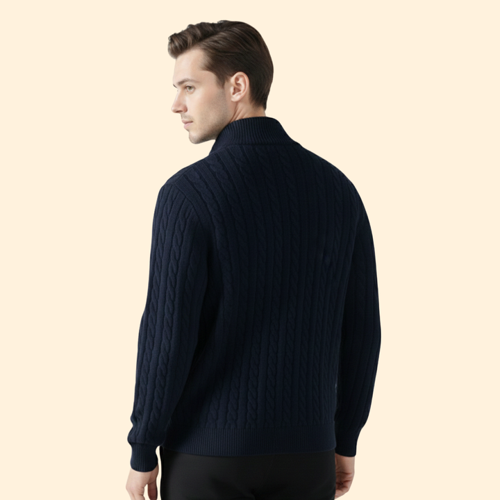 Men's Cable Knit Quarter Zip Sweater