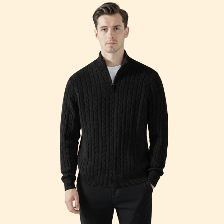 Men's Cable Knit Quarter Zip Sweater