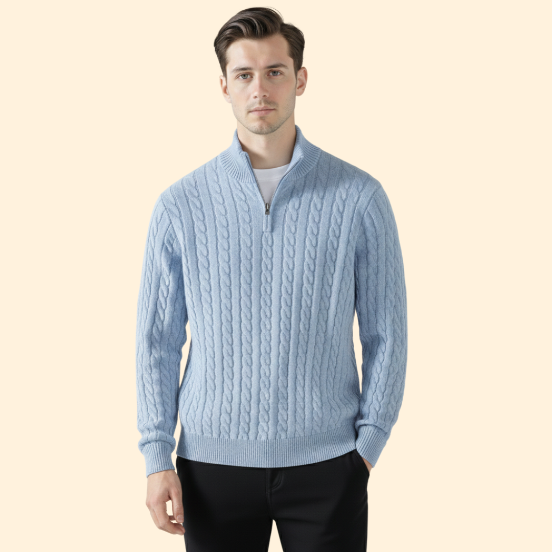Men's Cable Knit Quarter Zip Sweater