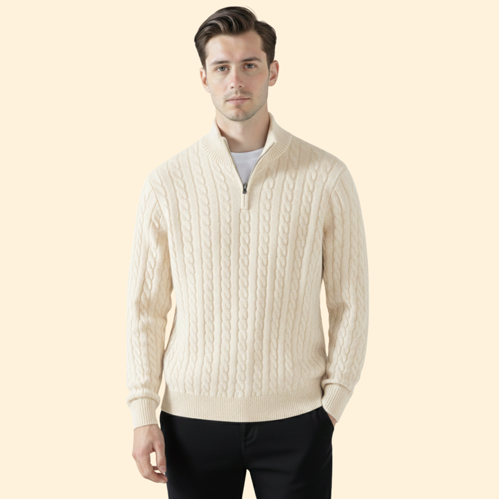 Men's Cable Knit Quarter Zip Sweater