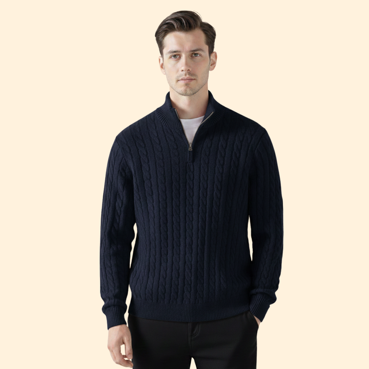 Men's Cable Knit Quarter Zip Sweater