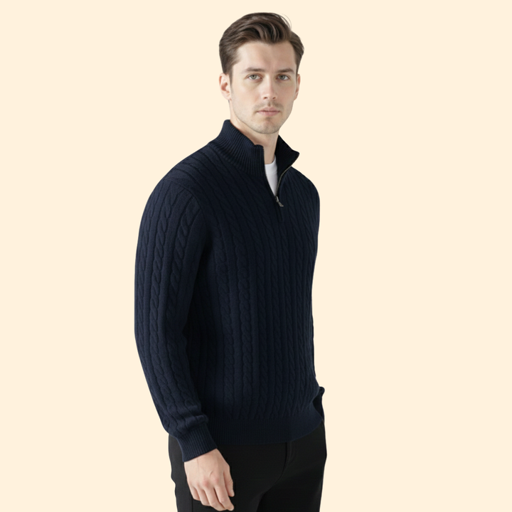 Men's Cable Knit Quarter Zip Sweater