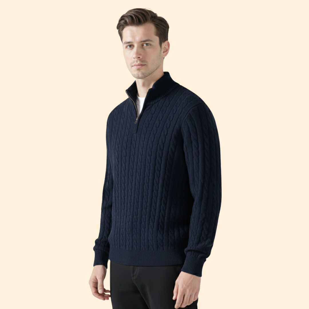 Men's Cable Knit Quarter Zip Sweater