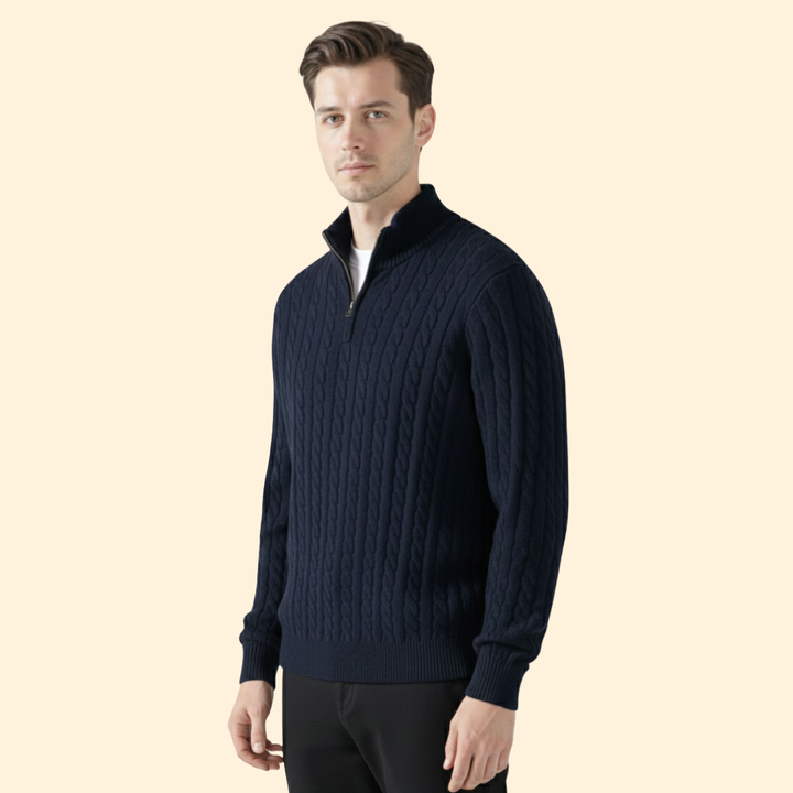 Men's Cable Knit Quarter Zip Sweater