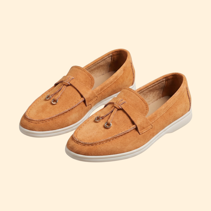 Women’s Suede Loafers with Metallic Tassel Detail