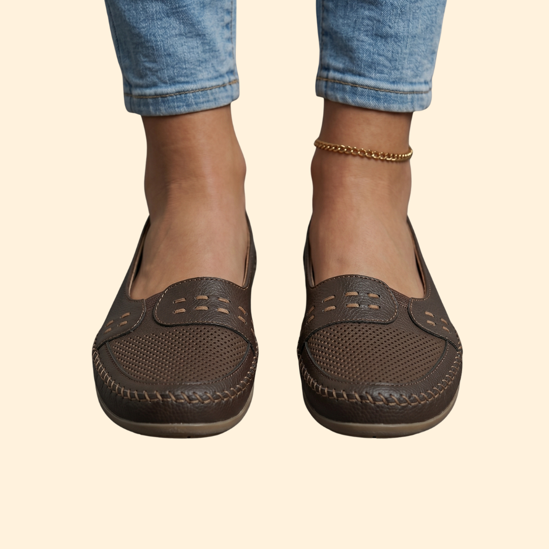Women's Orthopedic Shoes with Perforated Leather