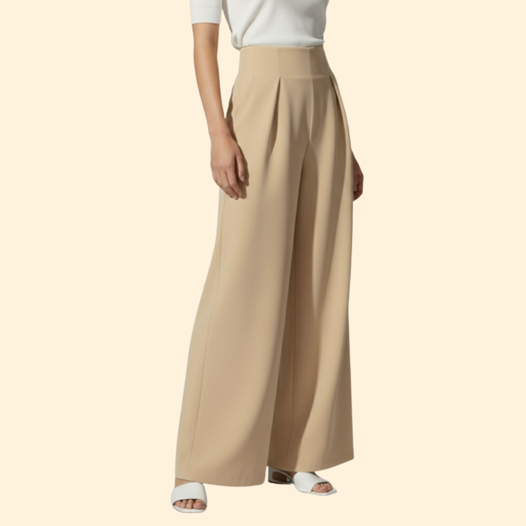 Women’s High Waist Pants with Pleated Front