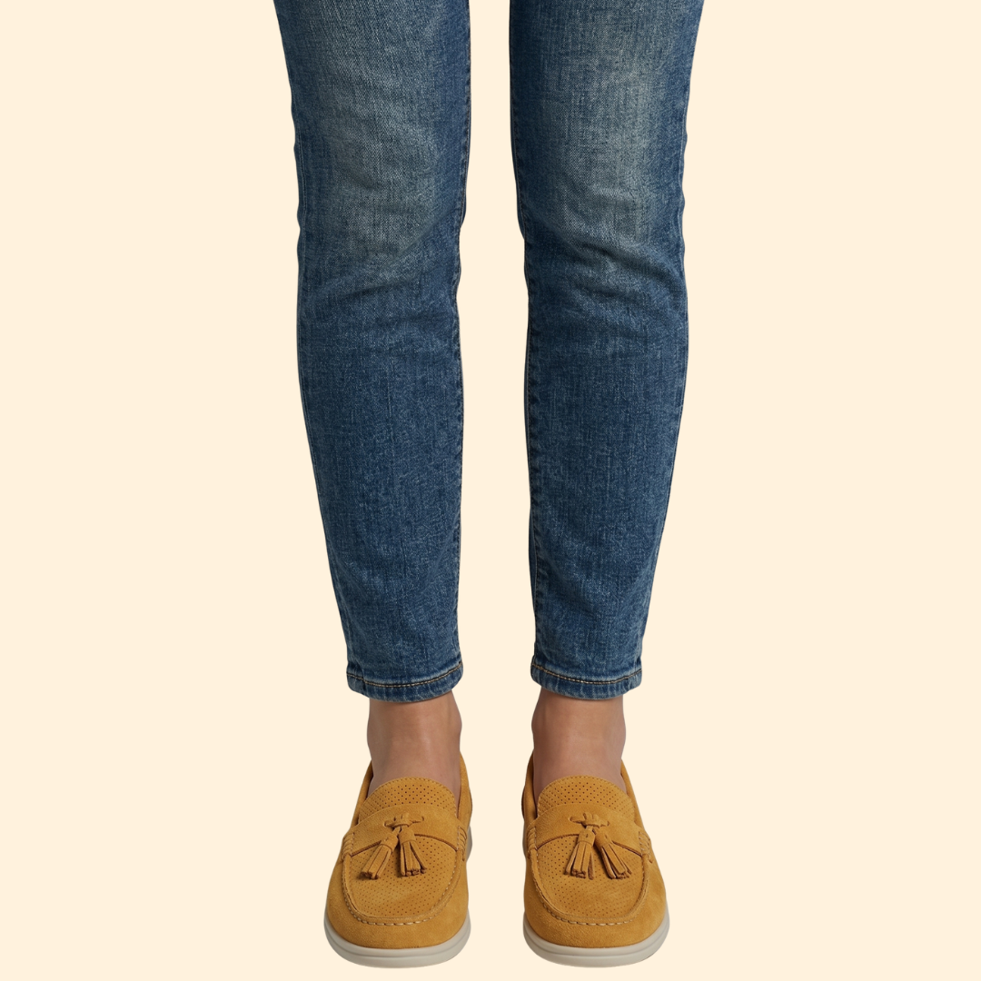 Women’s Suede Loafers with Metallic Tassel Detail