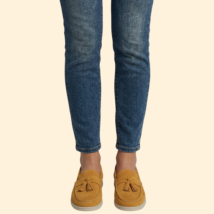 Women’s Suede Loafers with Metallic Tassel Detail