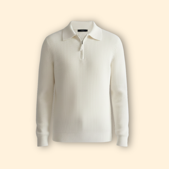 Men's Ribbed Knit Half Zip Sweater