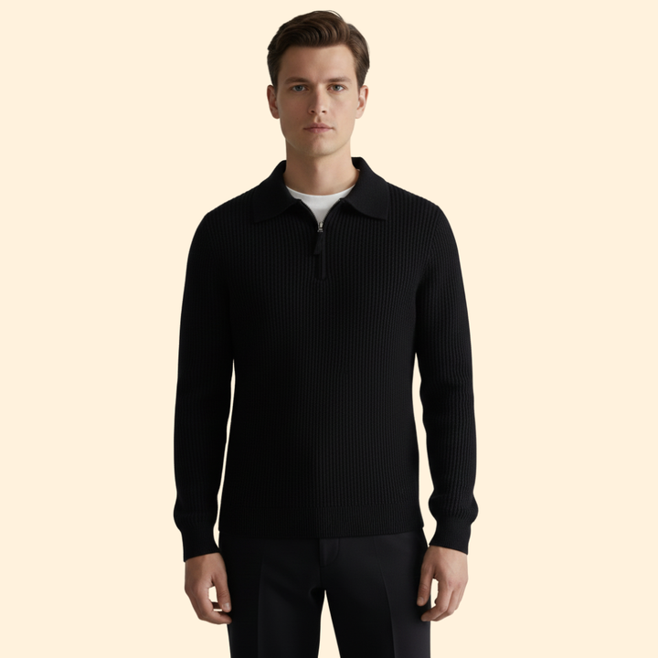 Men's Ribbed Knit Half Zip Sweater