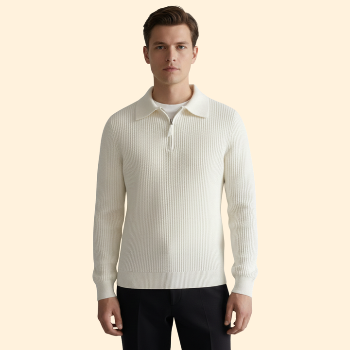 Men's Ribbed Knit Half Zip Sweater