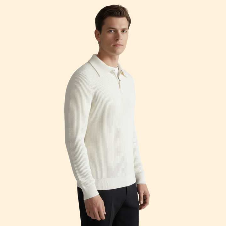 Men's Ribbed Knit Half Zip Sweater