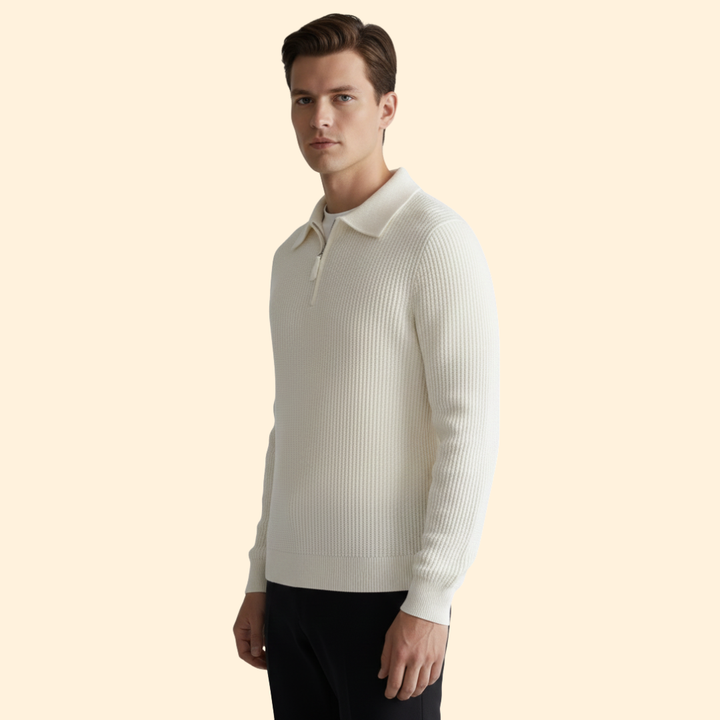 Men's Ribbed Knit Half Zip Sweater