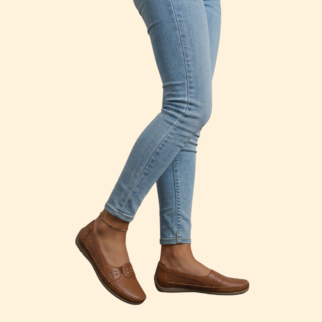 Women's Orthopedic Shoes with Perforated Leather