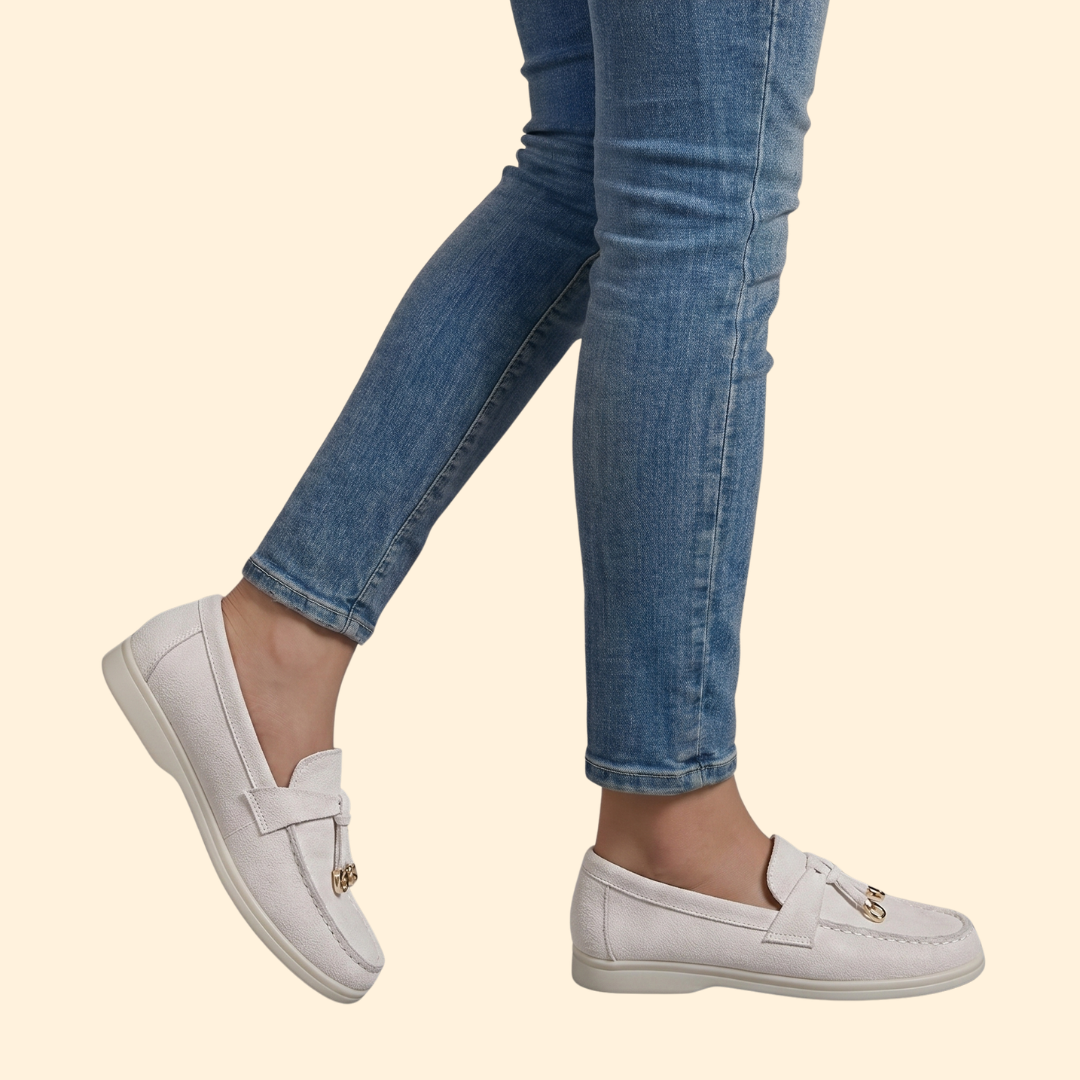 Women’s Suede Loafers with Metallic Tassel Detail