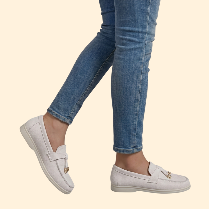 Women’s Suede Loafers with Metallic Tassel Detail