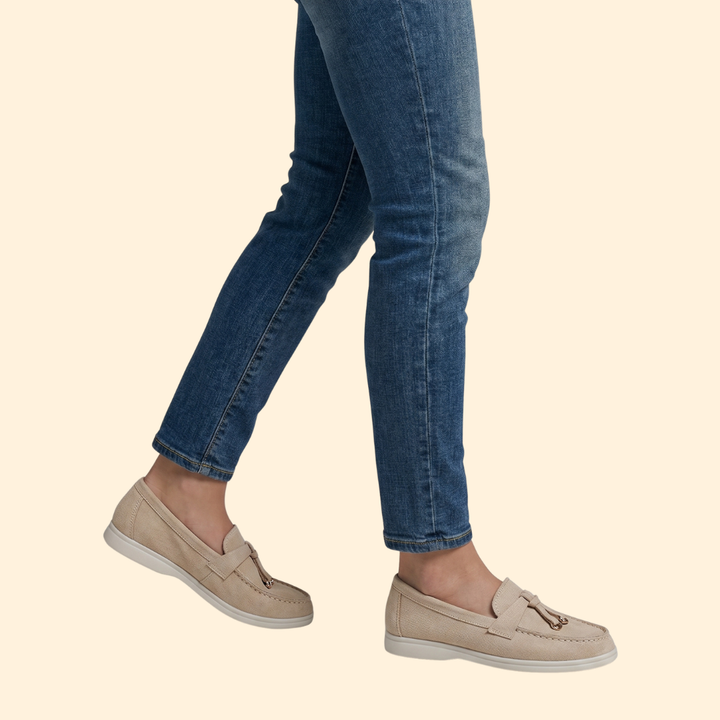 Women’s Suede Loafers with Metallic Tassel Detail