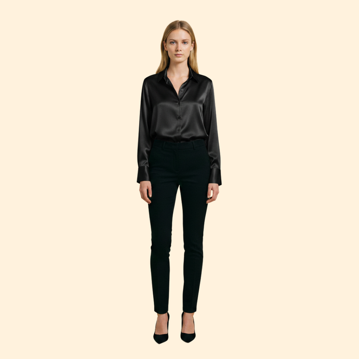 Women’s Button Up Blouse with Satin Finish