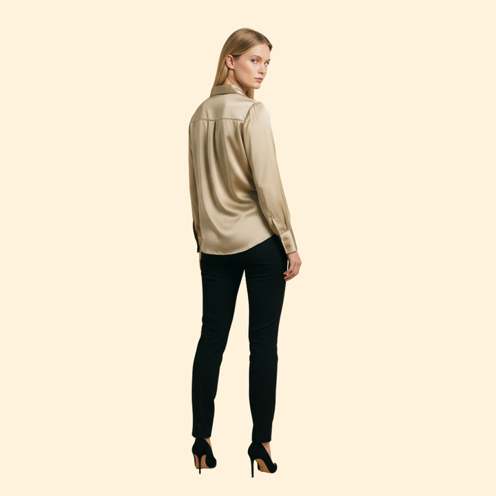 Women’s Button Up Blouse with Satin Finish