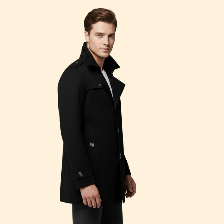 Men’s Trench Coat with Shoulder Straps