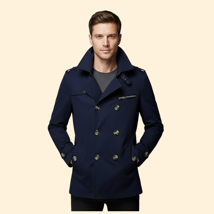 Men’s Trench Coat with Shoulder Straps
