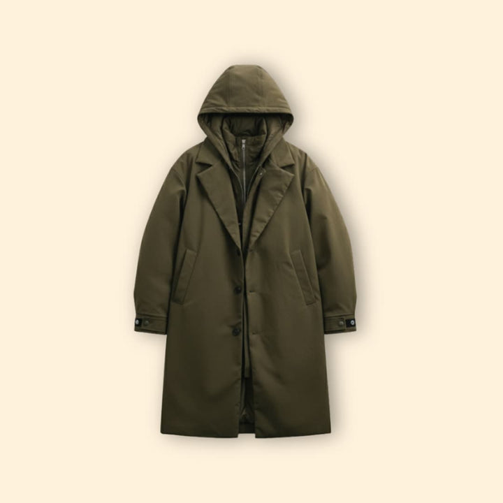 Men’s Long Coat with Hooded Design
