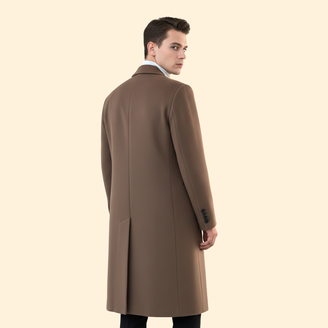 Men's Long Overcoat Double Breasted Front