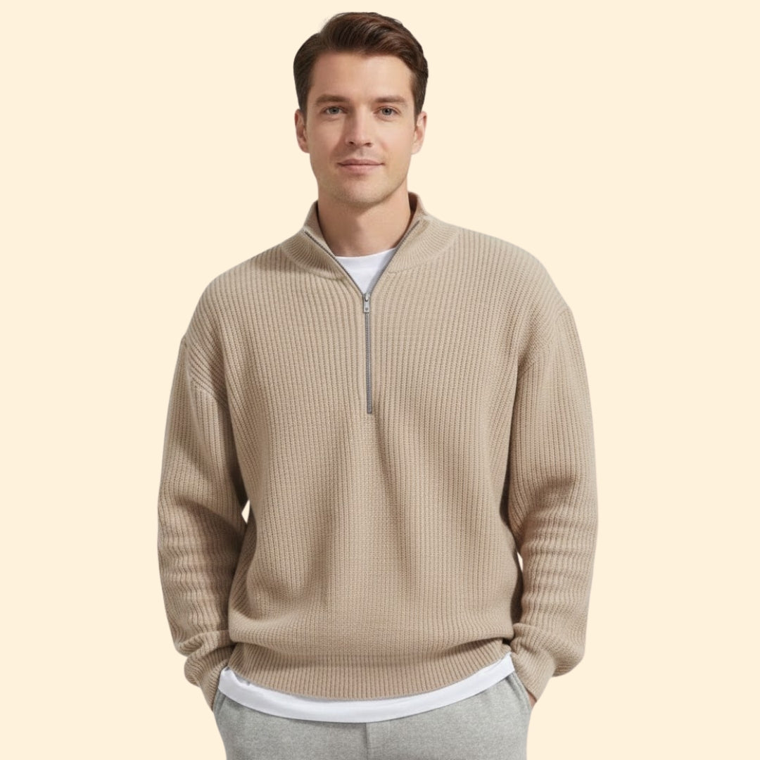 Men’s Half-Zip Sweater with Long Sleeves
