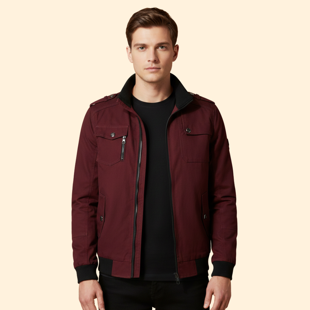 Men’s Bomber Jacket with Multiple Utility Pockets