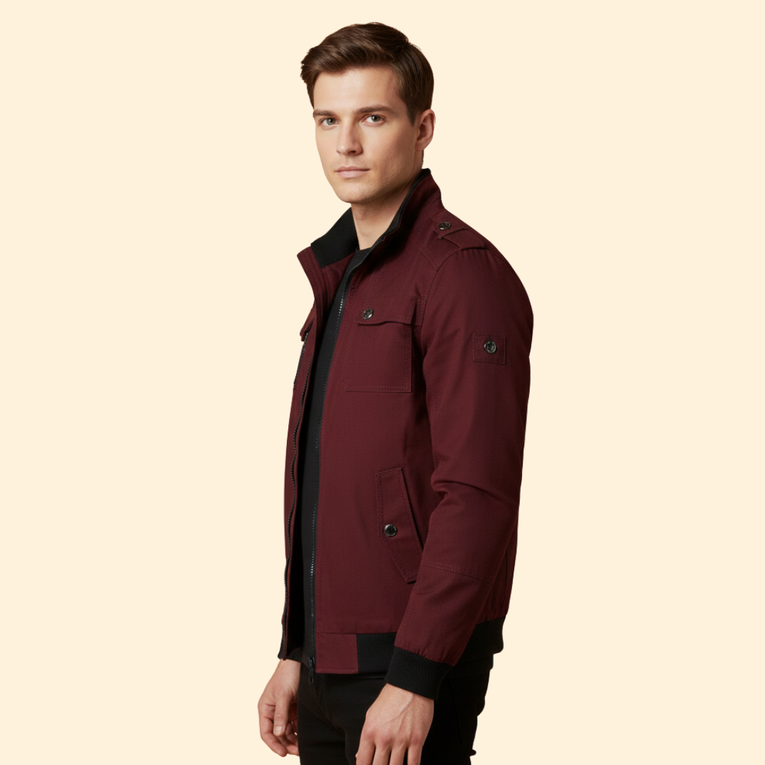 Men’s Bomber Jacket with Multiple Utility Pockets