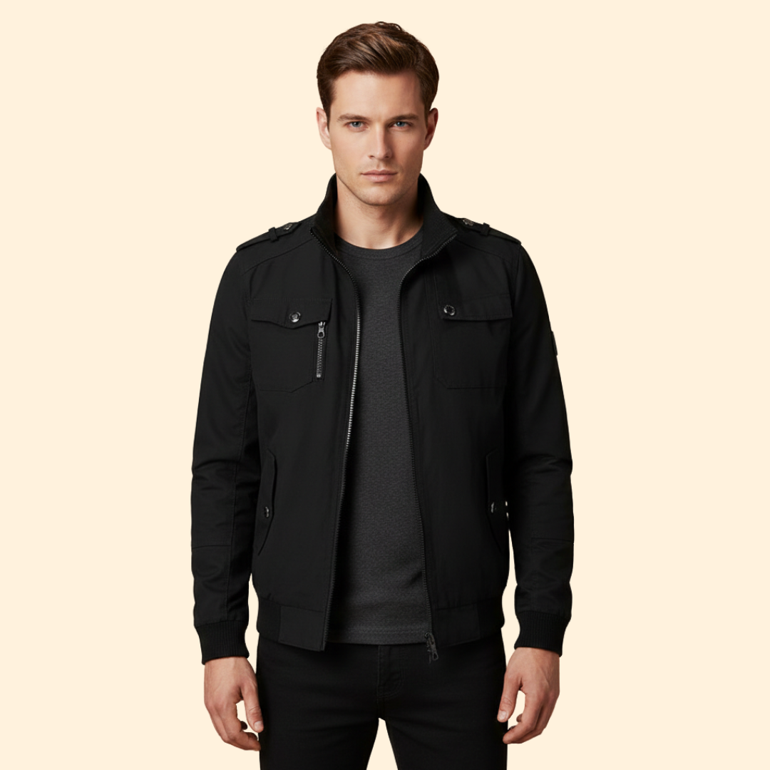 Men’s Bomber Jacket with Multiple Utility Pockets
