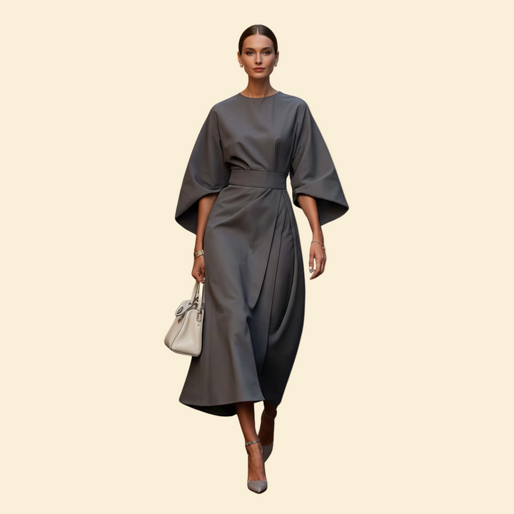 Women’s Midi Dress with Belted Waist