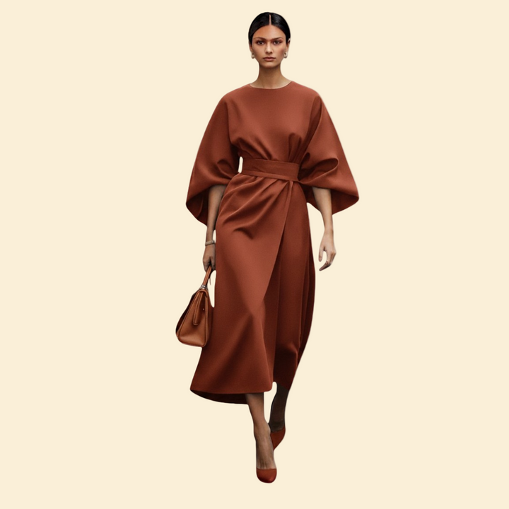 Women’s Midi Dress with Belted Waist