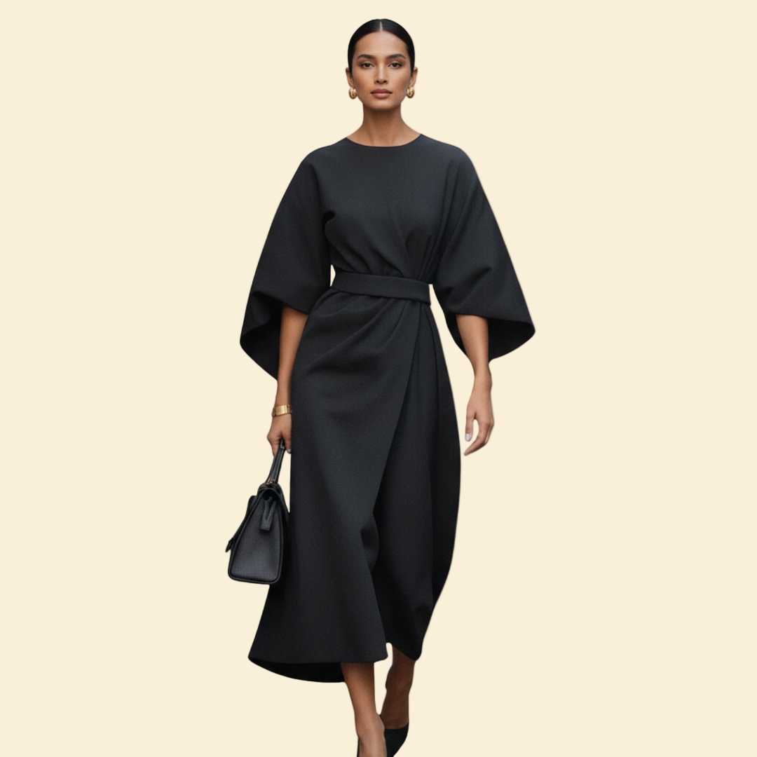 Women’s Midi Dress with Belted Waist