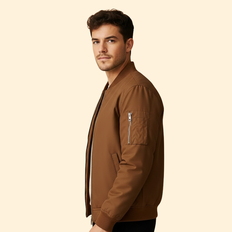 Men’s Bomber Jacket with Sleeve Zip Pocket