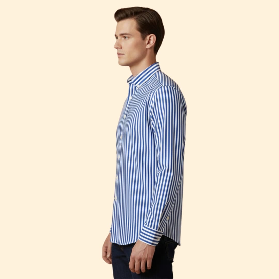 Men’s Button-Down Shirt with Striped Pattern