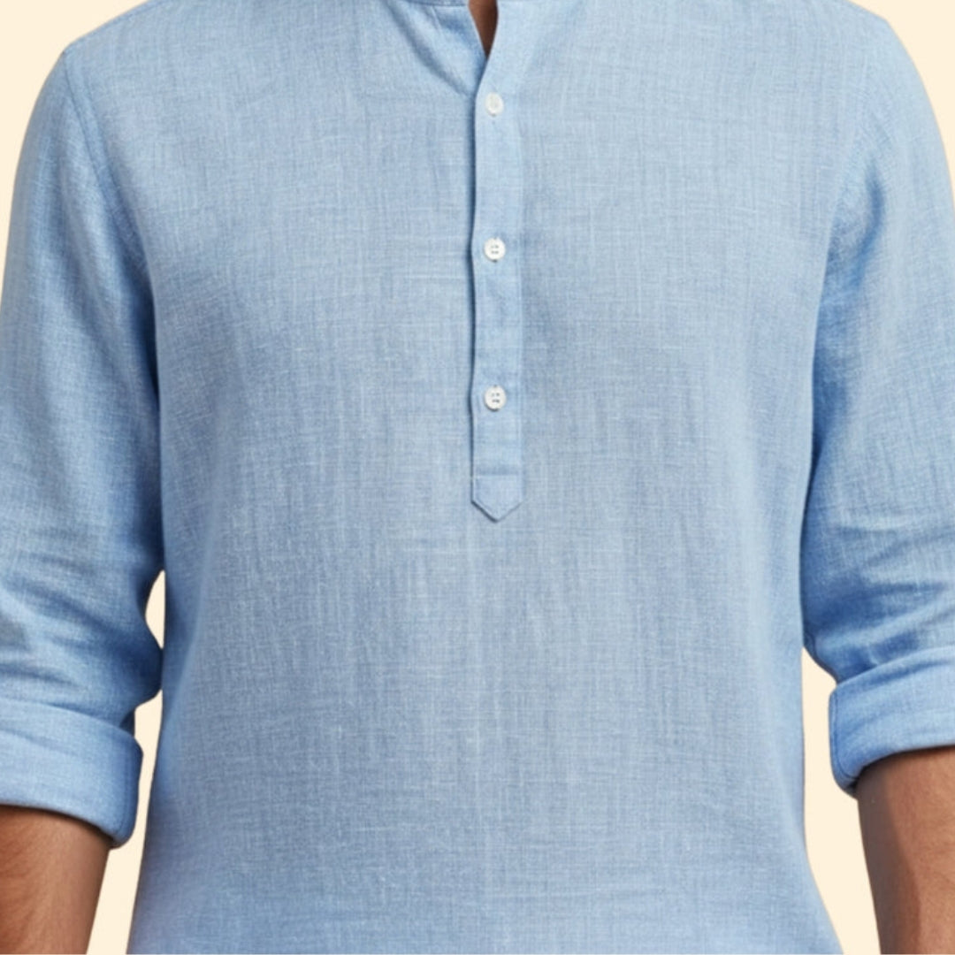 Men's Button-Up Shirt with Roll-Up Sleeves