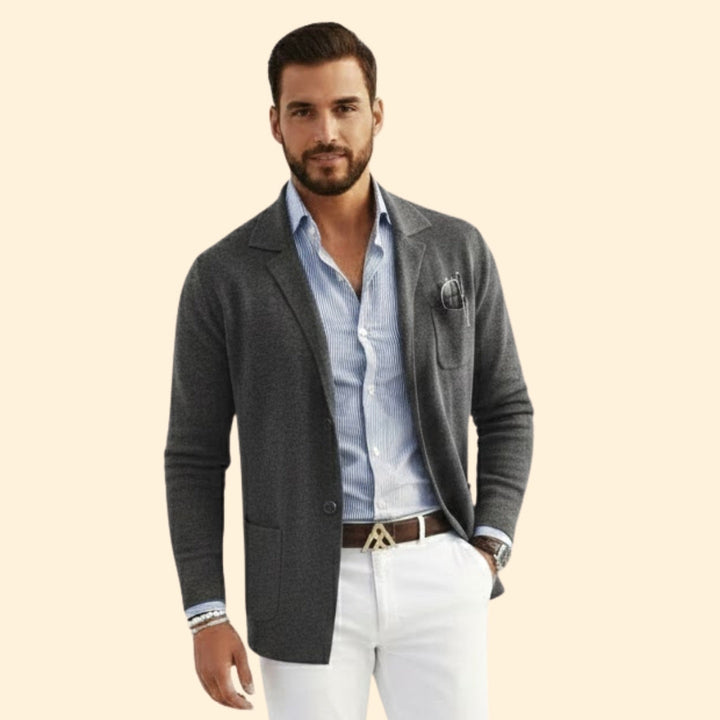 Men’s Cardigan Blazer with Front Pockets