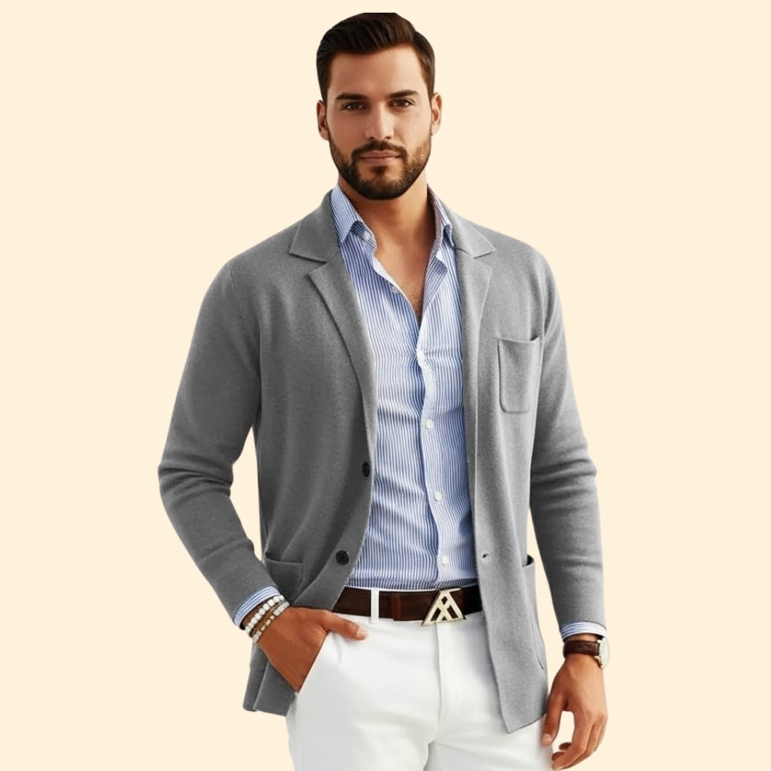 Men’s Cardigan Blazer with Front Pockets