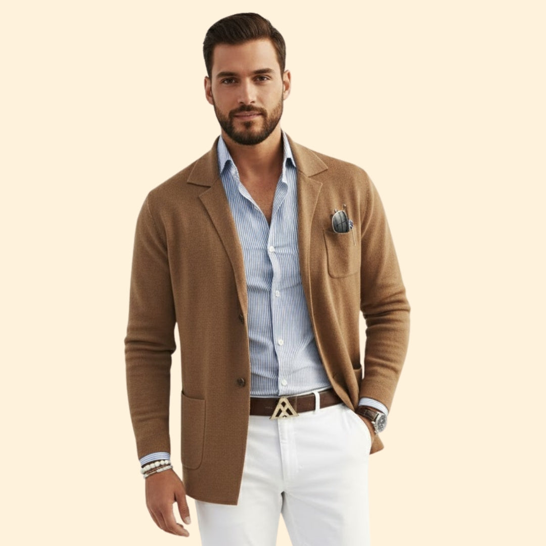 Men’s Cardigan Blazer with Front Pockets