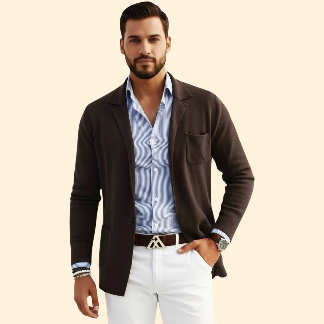 Men’s Cardigan Blazer with Front Pockets