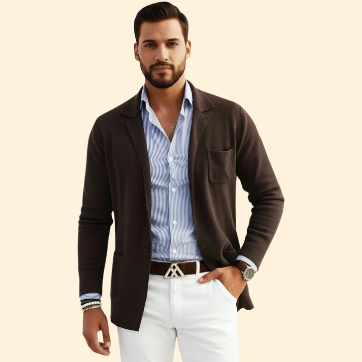 Men’s Cardigan Blazer with Front Pockets