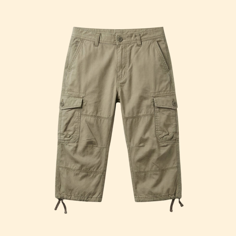 Men’s Casual 3/4 Cargo Trousers with Button and Zip Closure