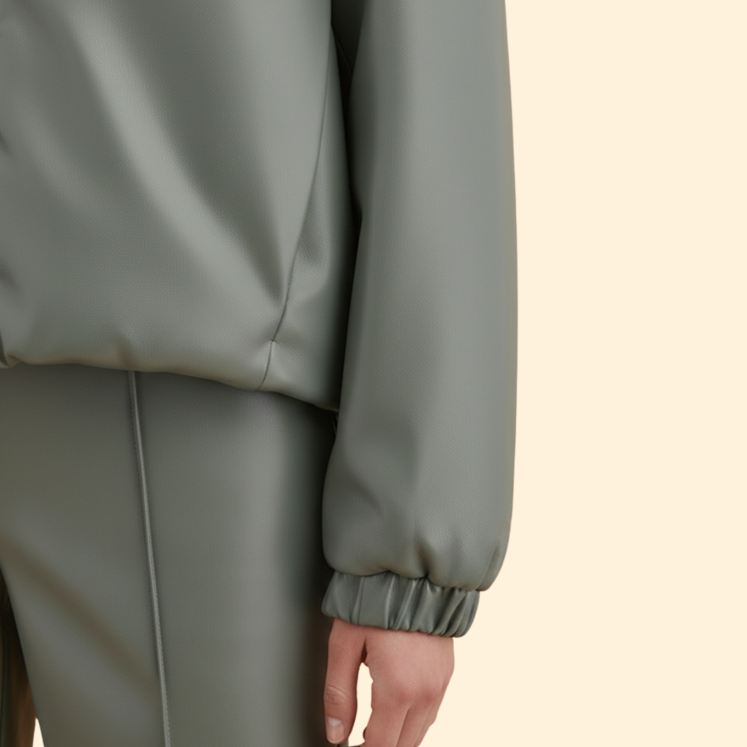 Women’s Bomber Jacket with Front Zipper and Collar