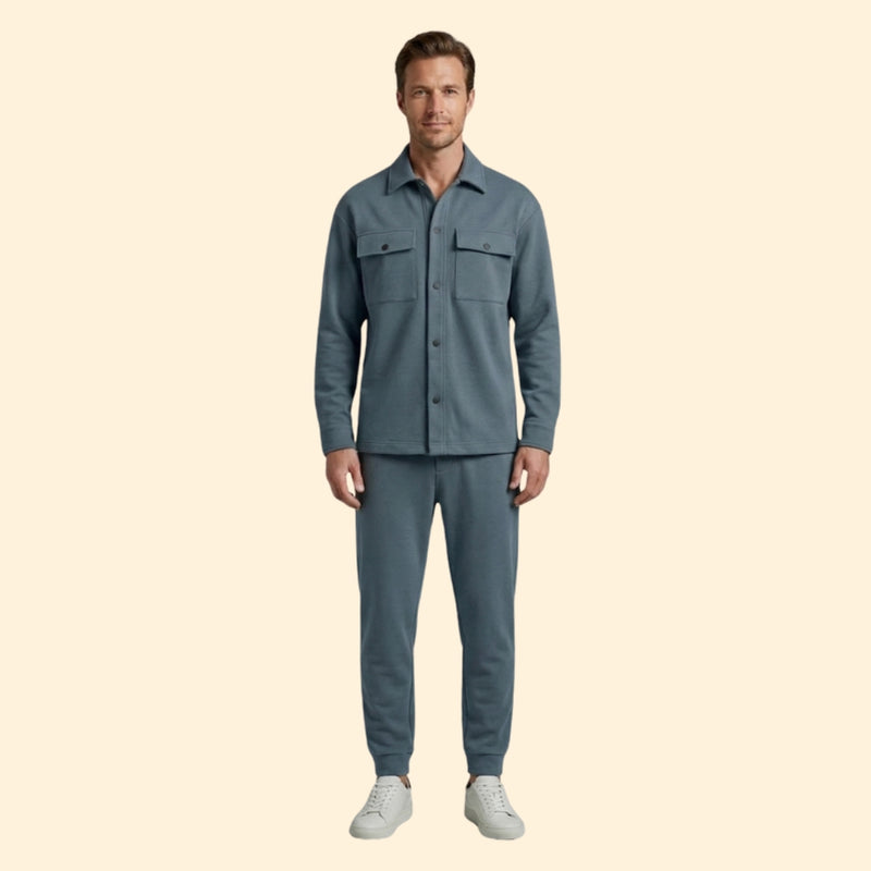 Men’s Casual Set with Front Button Detail